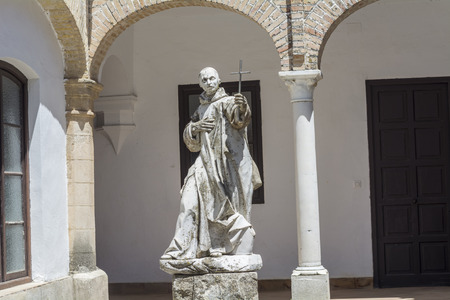 Cartuja monastery courtyard with sculpture of a saint in the center, Jerez de la Frontera, CÃ¡dizの写真素材