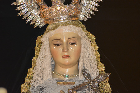 Holy week procession in Spain, Andalusia. Christ, Our Lady of Solitude. Holy burial.