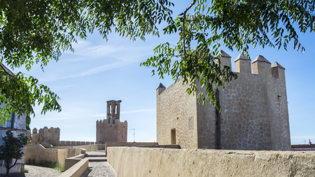 Battlements pathways and towers of Badajoz muslim wall Spain