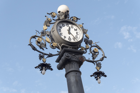 Clock old lamppost on the street, Jerez de la Frontera, Spainの写真素材