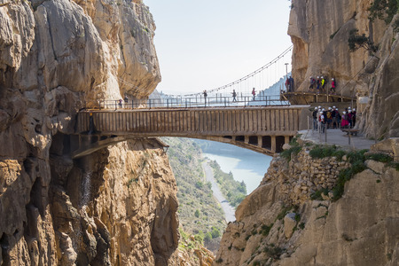 'El Caminito del Rey' King's Little Path, World's Most Dangerous Footpath reopened in May 2015. Ardales Malaga, Spain.の写真素材