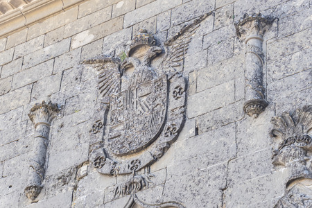 Baeza Cathedral facade detail, Jaen, Spainの写真素材
