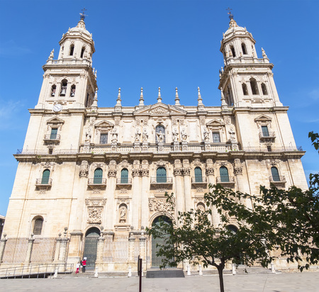 Jaen Assumption cathedral main frontal facade, Spainの写真素材