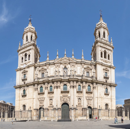 Jaen Assumption cathedral main frontal facade, Spainの写真素材
