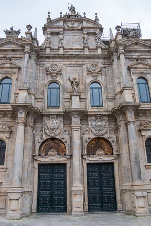 Facade detail of Santiago de Compostela  Cathedral in Inmaculada square, Santiago de Compostela, Spain.の写真素材