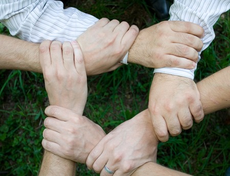 ring of hands teamworkの写真素材