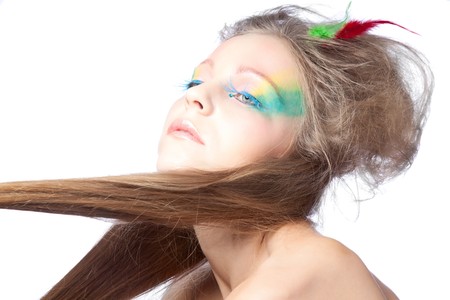 beautiful woman  with color makeupの写真素材