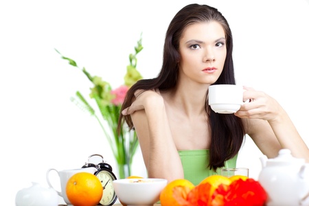 beautiful woman  in cafeの写真素材