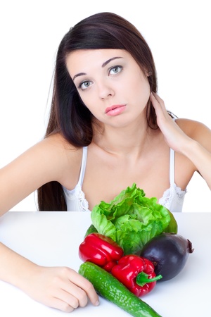 young girl with  vegetablesの写真素材
