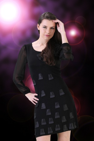 Dancing pretty brunette womanの写真素材