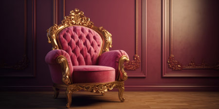 Luxury royal armchair in classic interior. 3d renderの素材