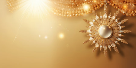 Gold background with precious stones and pearls. Luxury concept.の素材