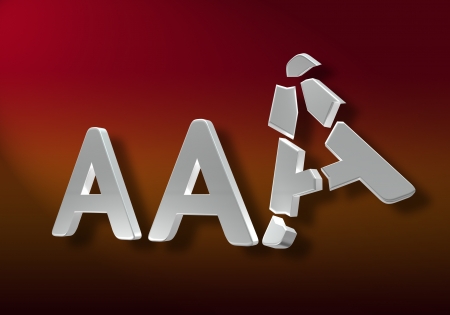 The AAA notation agencies symbol, with a broken A, meaning the degradation to an inferior rankの写真素材