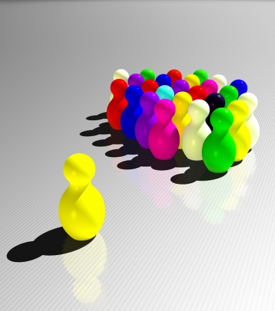 A group of pawns and an isolated oneの写真素材