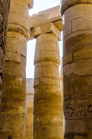 Columns in the Karnak temple in Luxor, Egyptの写真素材