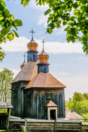 A typical ukrainian antique orthodox church in Pirogovo near Kievの写真素材