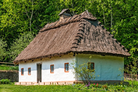 A typical ukrainian antique house, in Pirogovo near Kievの写真素材