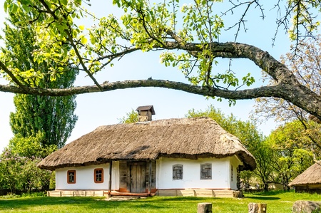A typical ukrainian antique house, in Pirogovo near Kievの写真素材