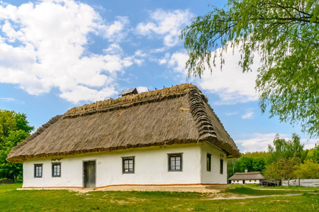 A typical ukrainian antique house, in Pirogovo near Kievの写真素材