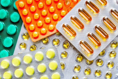 Pills blisters of pharmacy to cure pain and illnessの写真素材