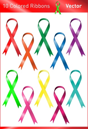 A set of ten colored charity ribbonsのイラスト素材