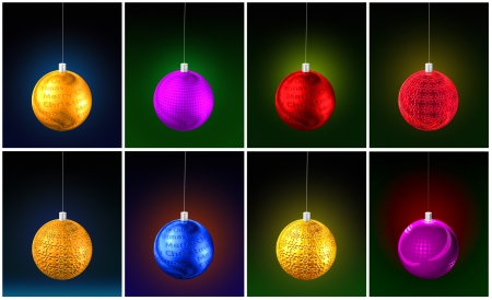 A set of various 3D Xmas balls in different colorsの写真素材