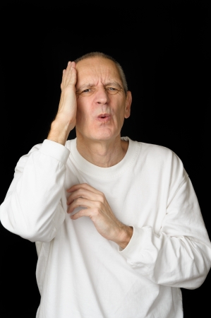 A man sick with headache and feverの写真素材