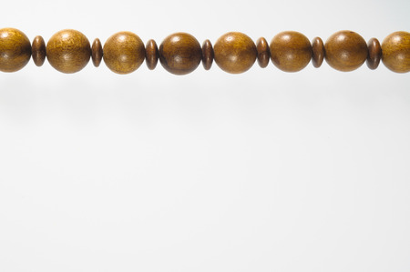 Nice wooden beads necklace, with space for copy textの写真素材