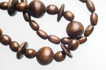 Nice wooden beads necklace, with space for copy textの写真素材