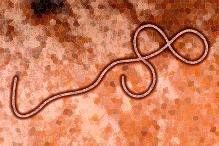 Graphic representation of the Ebola virus on orange background