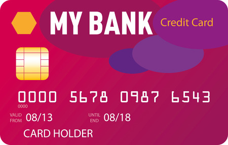 Pink credit card with violet and blue ovalesのイラスト素材
