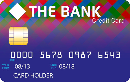 Blue credit card with multicolored blending squares patternのイラスト素材