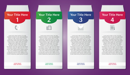 Four numbered white envelopes for infographicsのイラスト素材