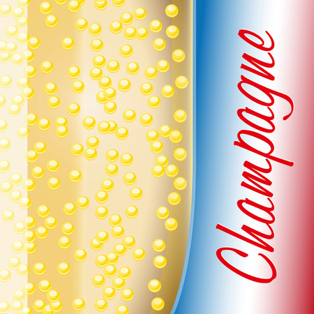 Fresh French Champagne with sparkling bubbles in a glassのイラスト素材
