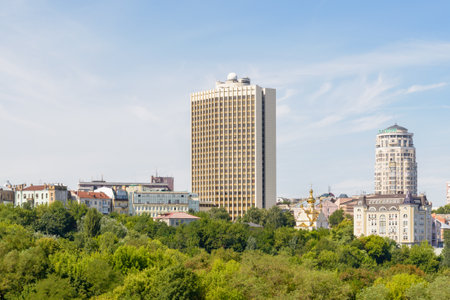 Kiev/Ukraine - July 31, 2015 - The House of Trade, where today stands the State Tax Administration of Ukraine, has been one of the first high-rise buildings (27 floors) in Kiev, built in 1981のeditorial素材