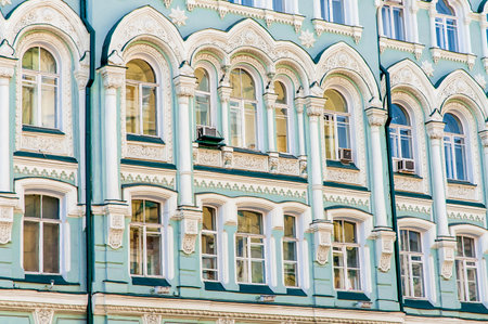 Moscow / Russia - March 11, 2009 - Detail of the facade of a building in Ilyinka street, Moscow,...