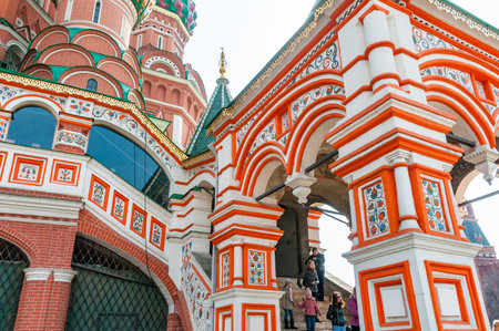 Moscow / Russia - March 11, 2009 - A detail of the colored steeples ot Saint Basil's Cathedral in Moscow, Russiaのeditorial素材