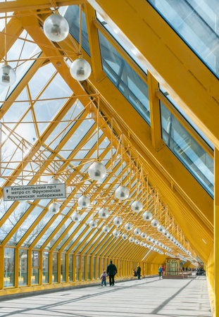 Moscow / Russia - March 18, 2009 - The pedestrian walkway over the Pushkinsky (Andreevsky) bridge in Moscow, Russian Federationのeditorial素材