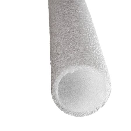 A white extruded polyethylene foam tube isolated on white backgroundの写真素材