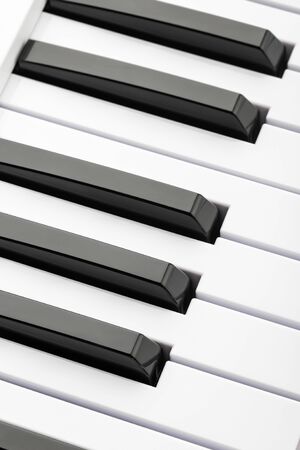 Close up detail on the black and white keys of a music keyboard, with copy space for textの写真素材