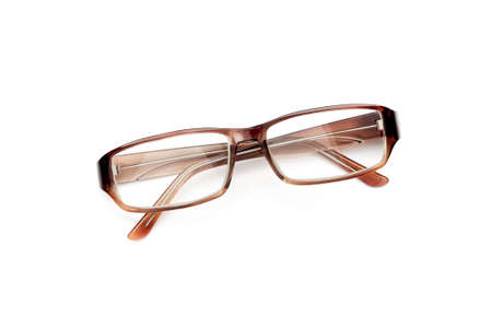 Modern ortoise spectacles, or eyeglasses, isolated on a white backgroundの写真素材