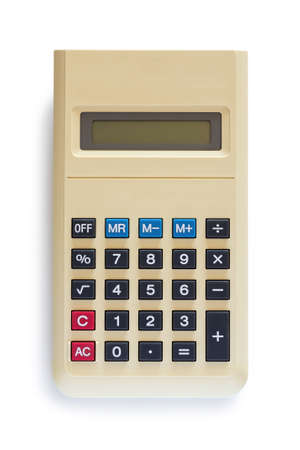 Old home calculator isolated on white backghroundの写真素材