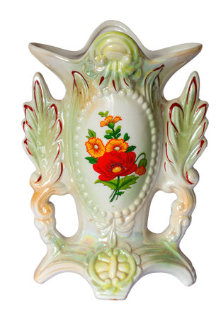 Vintage French Wedding vase, in white and gold porcelain from the 19th Century.の写真素材