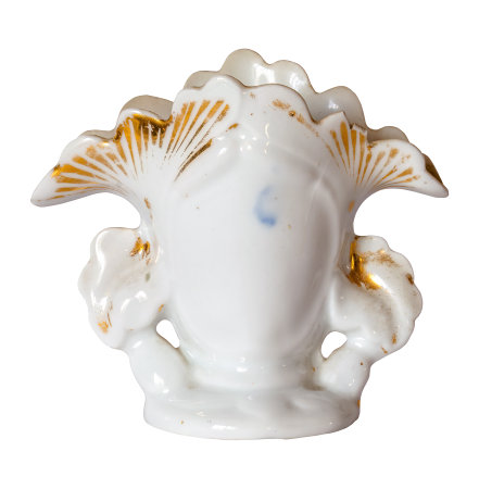 Vintage French Wedding vase, in white and gold porcelain from the 19th Century.の写真素材