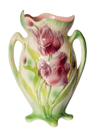 Vintage French Wedding vase, in white and gold porcelain from the 19th Century.の写真素材
