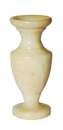 Large alabaster-marble onyx vase or urn. Elegant classic marble home decor, isolated on white backgroundの写真素材