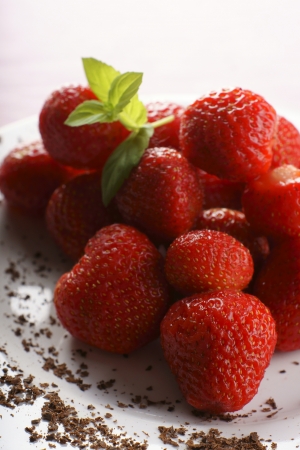 Strawberries on a plateの写真素材