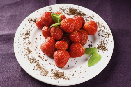 Strawberries on a plateの写真素材