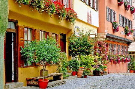 Alley in the City Rothenburg on the Tauberの写真素材