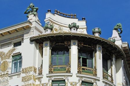 Viennese Art Nouveau architect Otto Wagner house near Naschmarktの写真素材